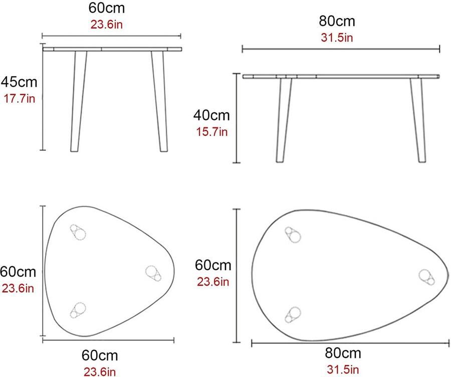 Senza Marchio Nesting Coffee Table Set van 2 Woonkamer Nesting Table Creatieve bijzettafels voor bank balkon slaapkamer Goudkleurige metalen poten met verstelbaar voetkussen (Kleur: grijs+oranje) - Foto 2