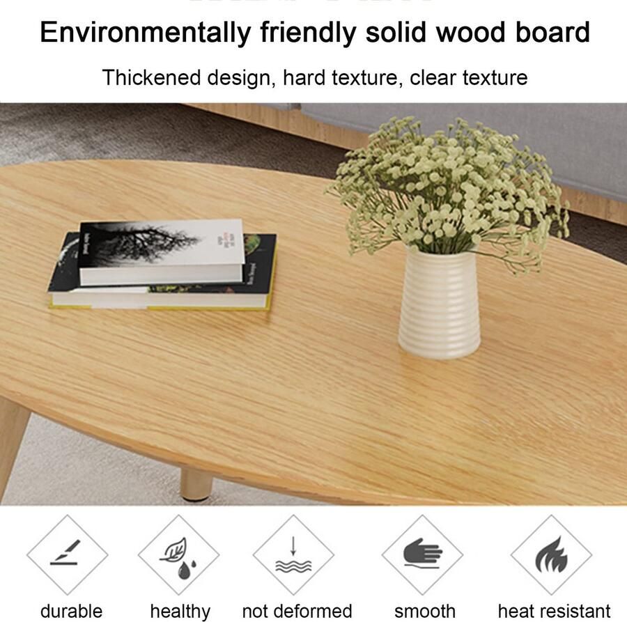 Senza Marchio Nesting Coffee Table Wood Minimalistisch Creatieve Driehoek Ronde Nesting Table Set van 2 Moderne Sofa Bijzettafels Voor Kleine Ruimtes Woonkamer Slaapkamer Kantoor Eenvoudige montage (Color : Natu