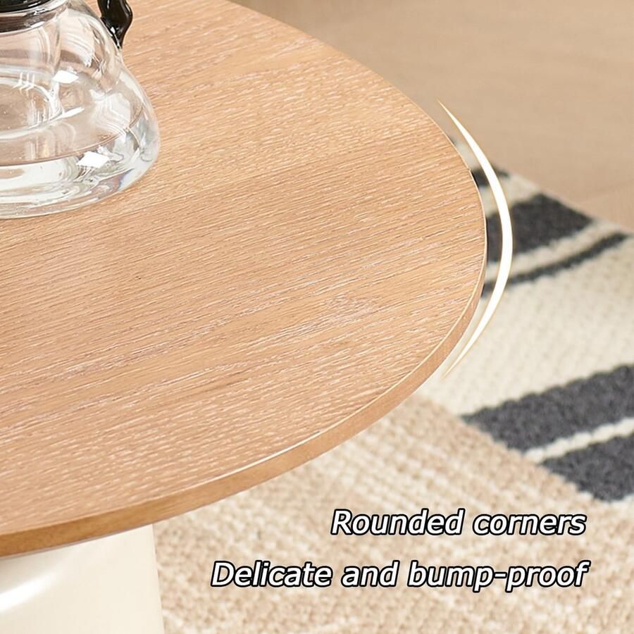 Senza Marchio Nesting Salontafel Set van 2 Stapelbare Ronde Salontafel met Houten Afwerking voor Woonkamer Slaapkamer Studio 27 en 20 Witte Kleur