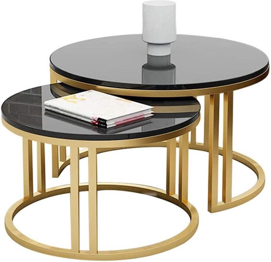 Senza Marchio Moderne woonkamer salontafel Nesting Tabl Indoor Outdoor Decoratieve Nesting Ronde Side End Accent Salontafel Nachtkastjes voor thuiskantoor Set van 2 31 × 21 Inch 23 × 17 Inch