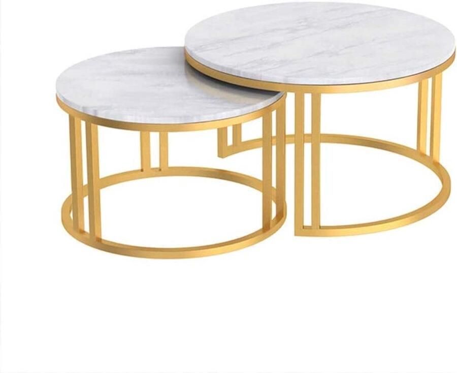 Senza Marchio Nesting Tabl Indoor Outdoor Decoratieve Nesting Ronde Side End Accent Salontafel Nachtkastjes voor Thuiskantoor Set van 2 31 × 21 Inch 23 × 17 Inch (Kleur: Wit)