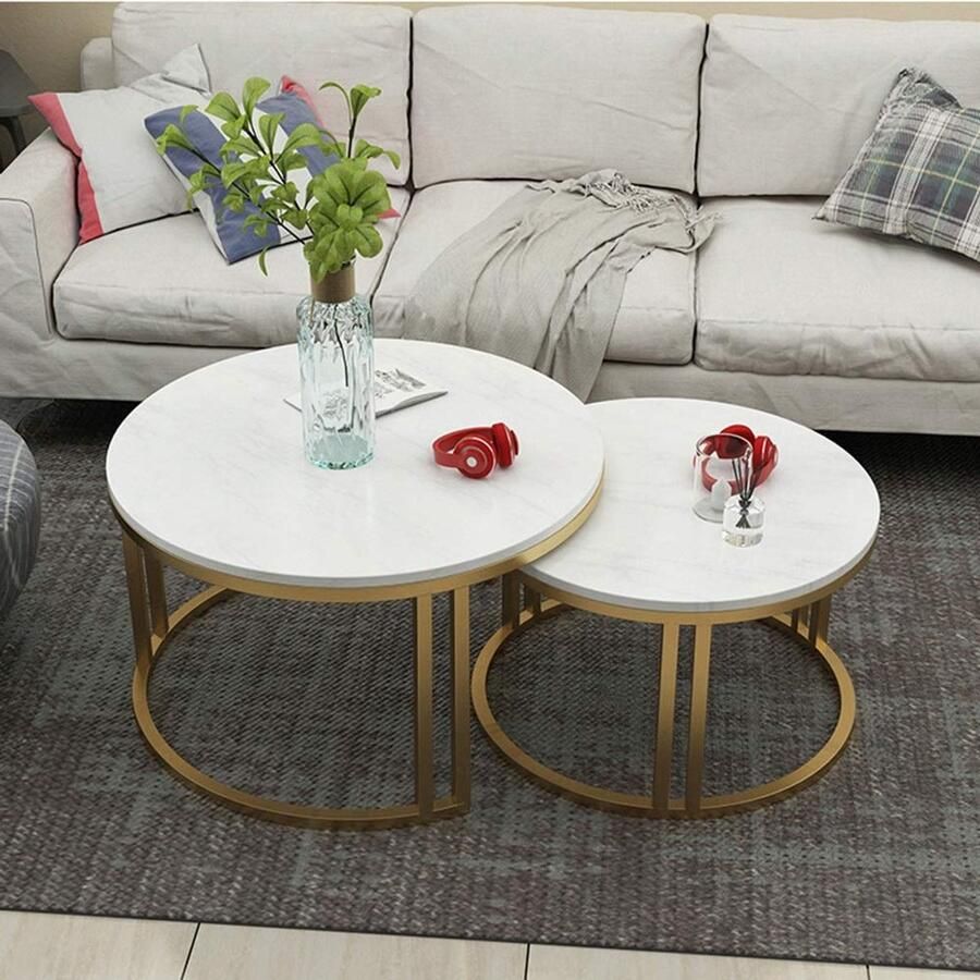 Senza Marchio Nesting Tabl Indoor Outdoor Decoratieve Nesting Round Side End Accent Salontafel Nachtkastjes voor thuiskantoor Set van 2 31 × 21 Inch 23 × 17 Inch