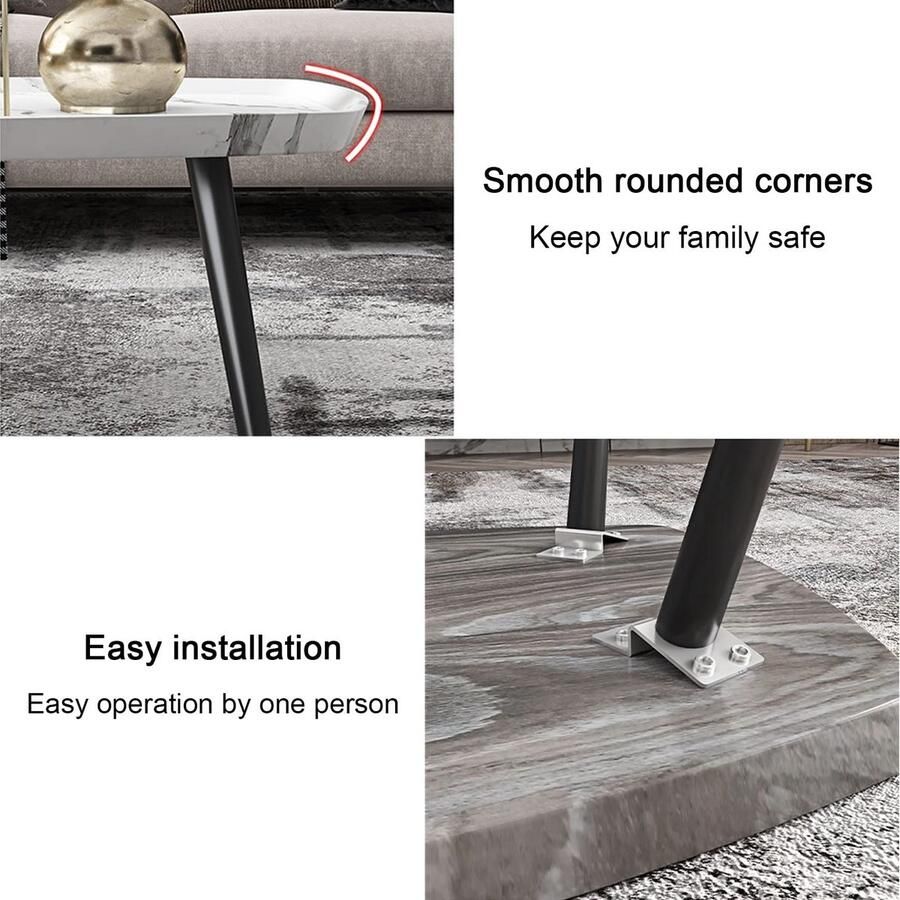 Senza Marchio Nesting Table Rechthoek Set van 2 Creative Wood Nesting Salontafel Sofa Side End Tables met verstelbare voetkussen voor Woonkamer Slaapkamer Balkon Salontafels Nachtkastje (Color : White