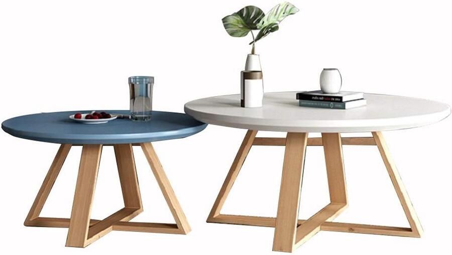 Senza Marchio Nesting Table salontafels voor woonkamer End Side Tables Stevig en milieuvriendelijk materiaal Duurzame ronde nesttafelset (set van 2) (Color : D) - Foto 2