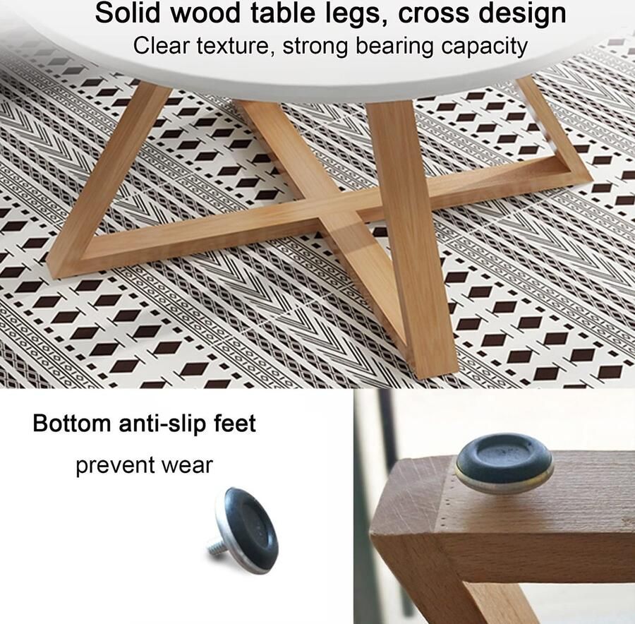 Senza Marchio Nesting Table Set van 2 Creatieve houten nesting salontafel Ronde moderne accentbank bijzettafels voor kleine ruimtes Woonkamer Slaapkamer Kantoor Eenvoudige montage (Kleur: Wit+geel Ma