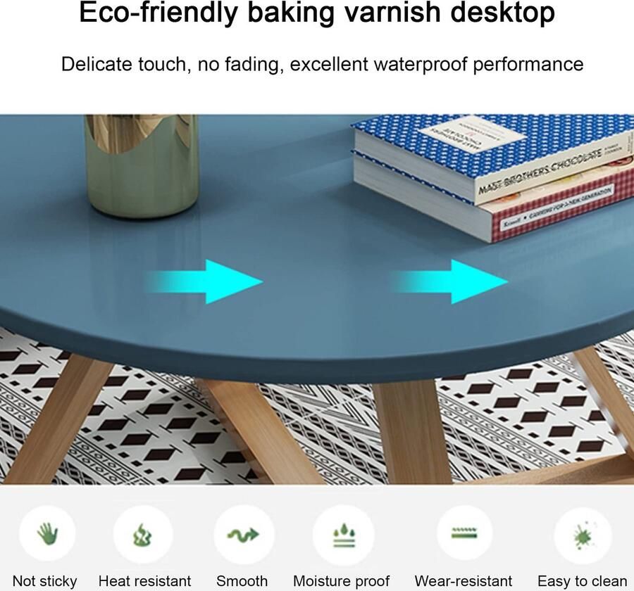 Senza Marchio Nesting Table Set van 2 Houten Creatieve Nesting Coffee Table Ronde Moderne Accent Sofa Bijzettafels voor kleine ruimtes Woonkamer Slaapkamer Kantoor Eenvoudige montage (Kleur: Wit+Geel