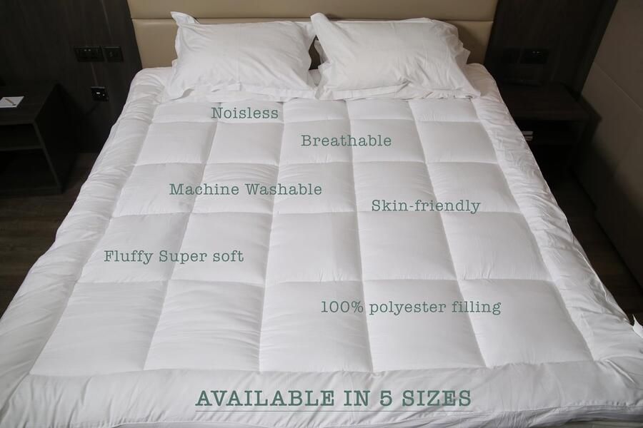 Senza Marchio NIYS Matrastopper van 10 cm dik gewatteerde hypoallergene microvezel en veilige hoekbanden compleet met hoeslakenset (eenpersoons klein tweepersoonsbed tweepersoons kingsize super kingsize)