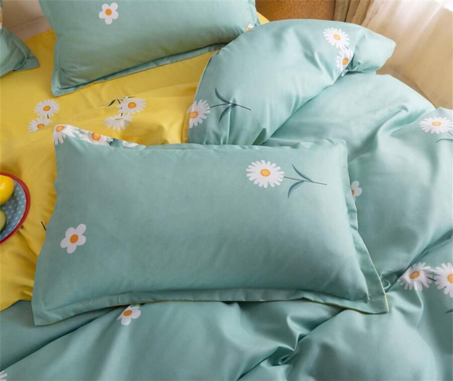 Senza Marchio Nordic Dekbedovertrek Sets 3 stks voor Double King Single Size Bed Morbuy Zachte Microfiber Beddengoed Set met Rits Sluiting Quilt Cover + 2 Kussenslopen (Daisy Green 200x200cm)