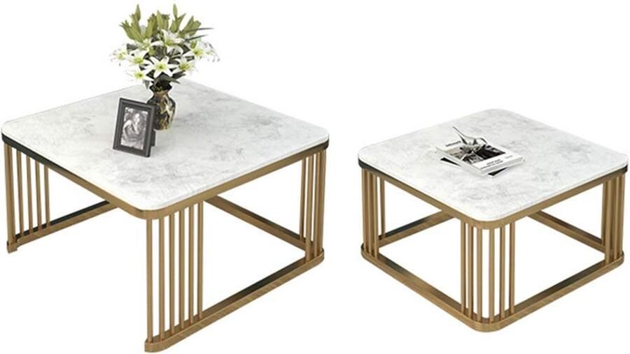 Senza Marchio Nordic Nesting Table Minimalistische Bijzettafel Moderne Décor Salontafel met Marmeren Tafelblad voor Woonkamer Kantoor Receptie