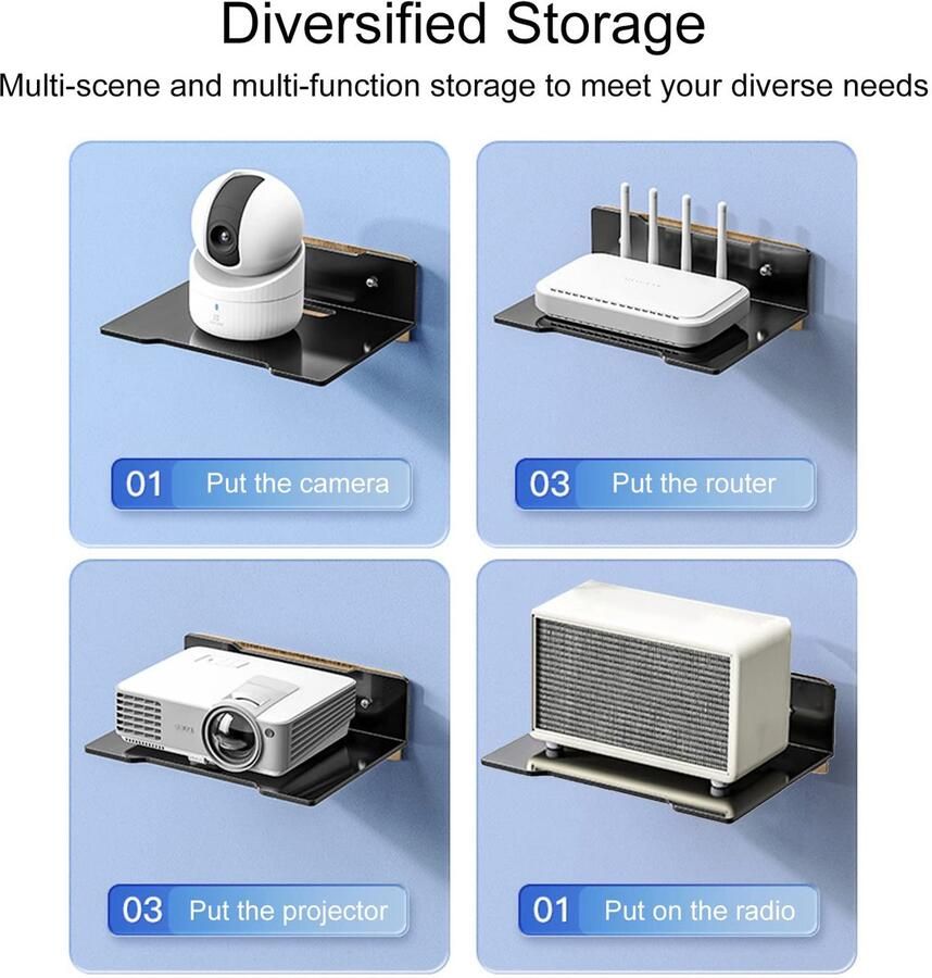 Senza Marchio Bvizyelck Cameraplank wandhouder Camera muurbeugel Kleine wandplank luidsprekerhouder voor draadloze luidspreker webcam mesh router klok mobiele telefoons speelgoeddisplayplank