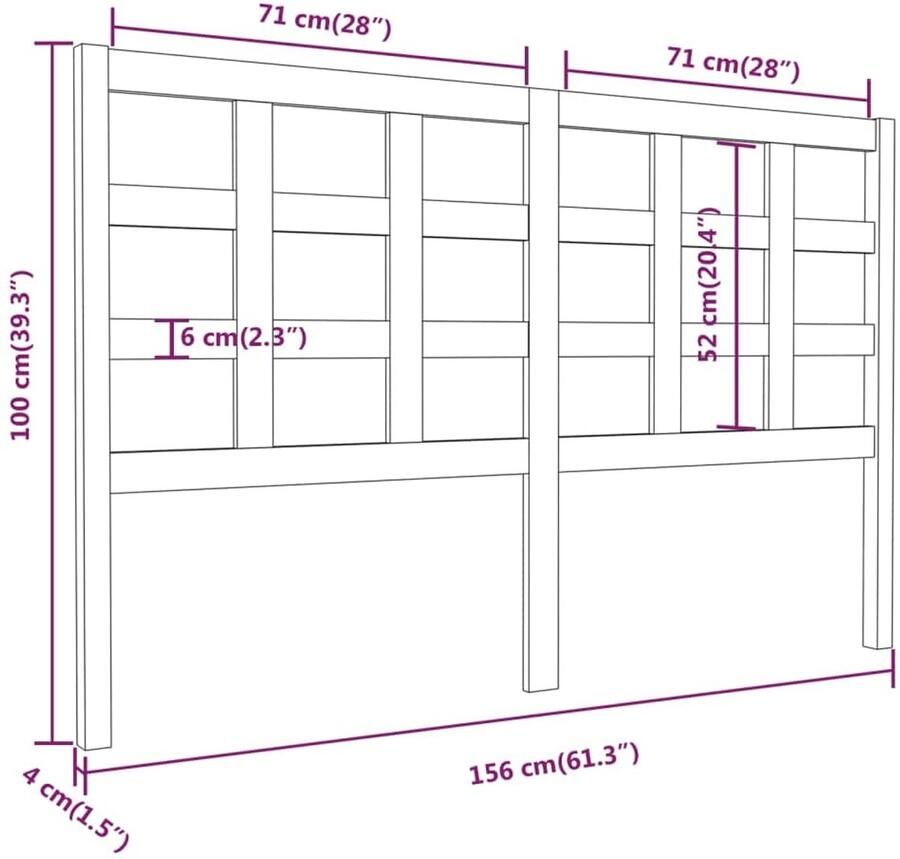 Senza Marchio NQJIBUE Item-Bed Hoofdbord Grijs 156x4x100 cm Massief Hout Dennen Bedden & Accessoires Hoofdborden & Voetborden