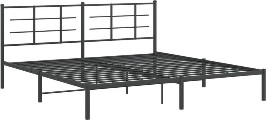 Senza Marchio NQJIBUE Item-Metalen bedframe zonder matras met hoofdeinde zwart 193x203cm bedden & accessoires bedden en bedframes