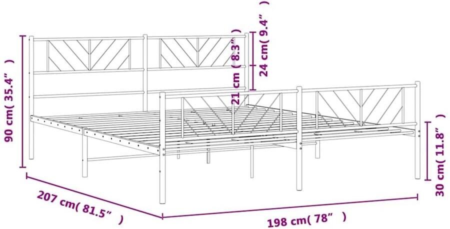 Senza Marchio NQJIBUE Item-Metalen bedframe zonder matras met treeplank wit 193x203cm bedden en accessoires bedden en bedframes
