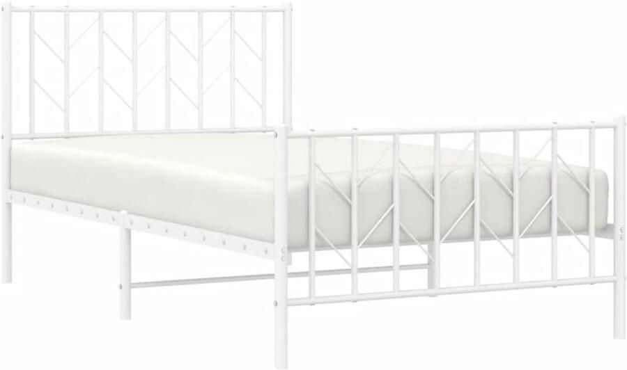 Senza Marchio NQJIBUE Item-Metalen bedframe zonder matras met voetenplank: wit 100x190cm bedden en accessoires bedden en bedframes