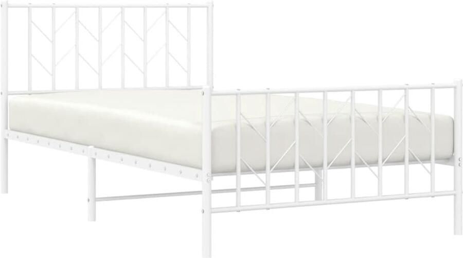 Senza Marchio NQJIBUE Item-Metalen bedframe zonder matras met voetenplank: wit 107x203cm bedden en accessoires bedden en bedframes