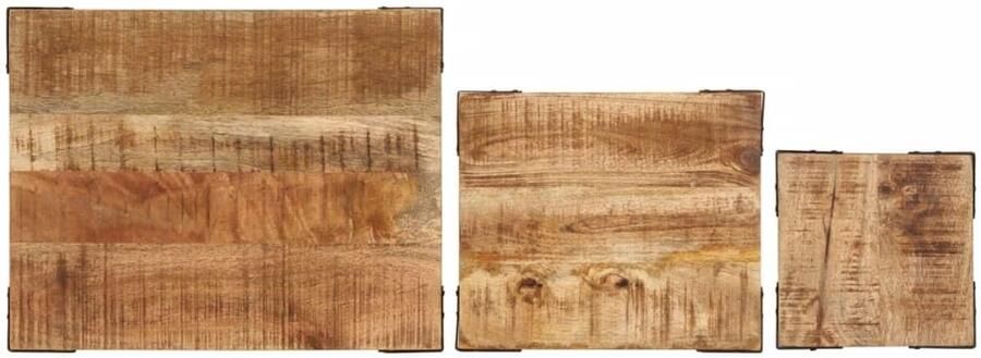 Senza Marchio NQJIBUE Item-Nesting Bijzettafels 3 stks Massief Ruw Hout Mango Tafels Accent Tafels Eindtafels