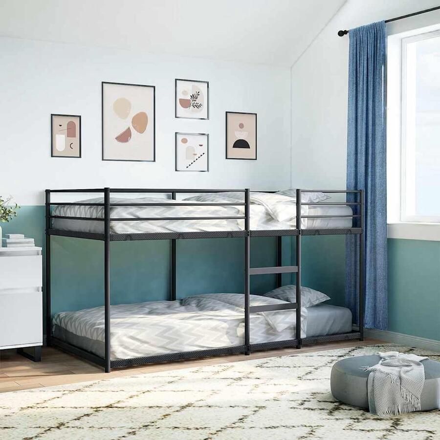 Senza Marchio NQJIBUE Item-Stapelbed zonder matras Zwart 107x203 cm Staal Bedden & Accessoires Bedden & Bedframes