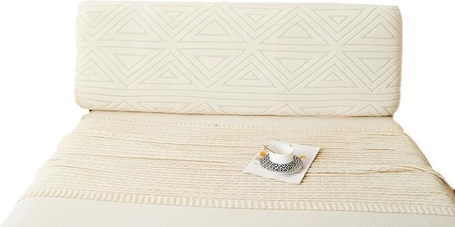 Senza Marchio Nvzi -c 1 stuk verwijderbare en wasbare pluche volledig omwikkelde bed rugleuning cover eenvoudige stijl elastische hoofd stof bescherming cover 150 cm lang (lichtgeel)