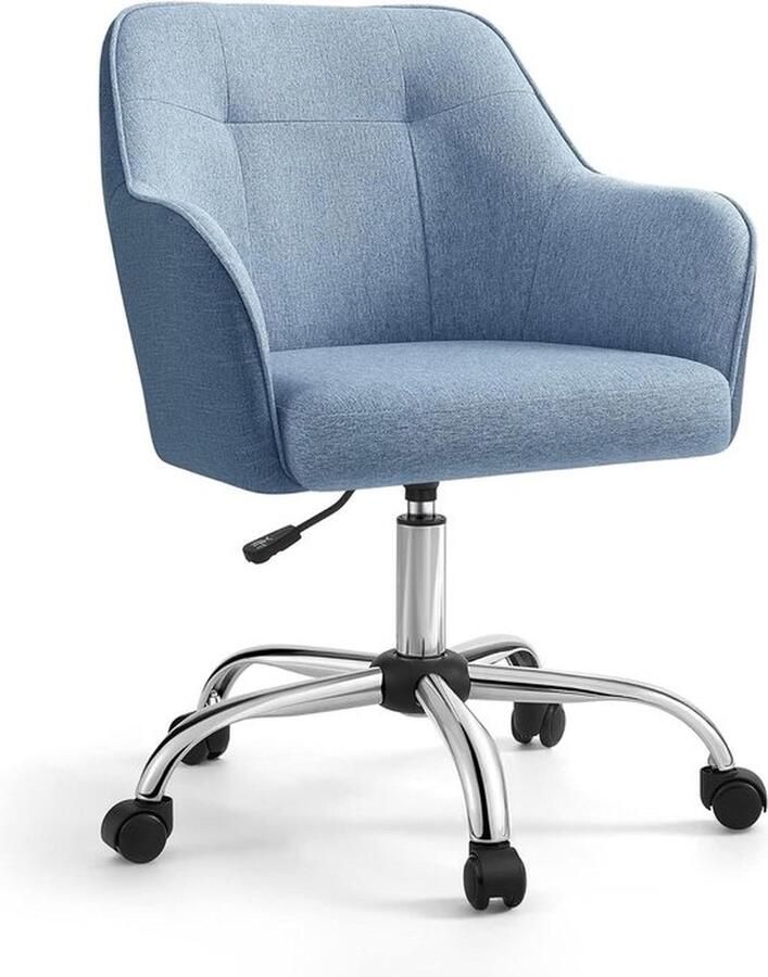 Senza Marchio OBG019Q01 Homeoffice stoel draaistoel bureaustoel in hoogte verstelbaar tot 110 kg belastbaar ademende stof voor werkkamer slaapkamer blauw
