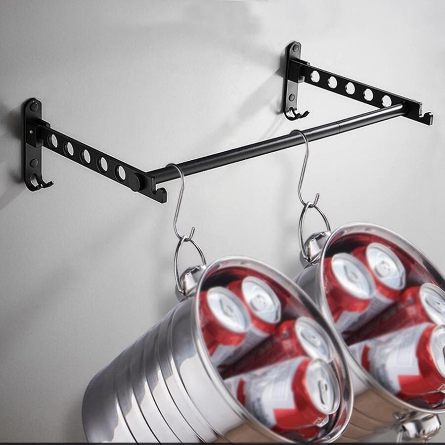 Senza Marchio Opvouwbaar Kledingrek Strijkdroogrek Voor Balkon Badkamer Wasruimte Ruimtebesparend Draaibaar Ophangsysteem Aluminiumlegering Droogrek Zwart (Kleur: Noir Maat: 40C