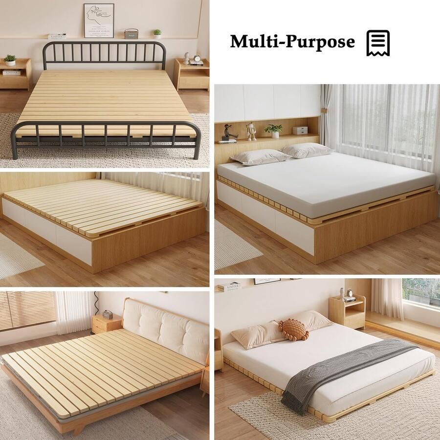 Senza Marchio Opvouwbare 4FT Houten Bunkie Board voor Eenpersoons Klein Tweepersoonsbed 190 200 CM Lengte Ondersteunt tot 200 kg Grondbed Latten Roll 135x190cm 53.1x74.8in