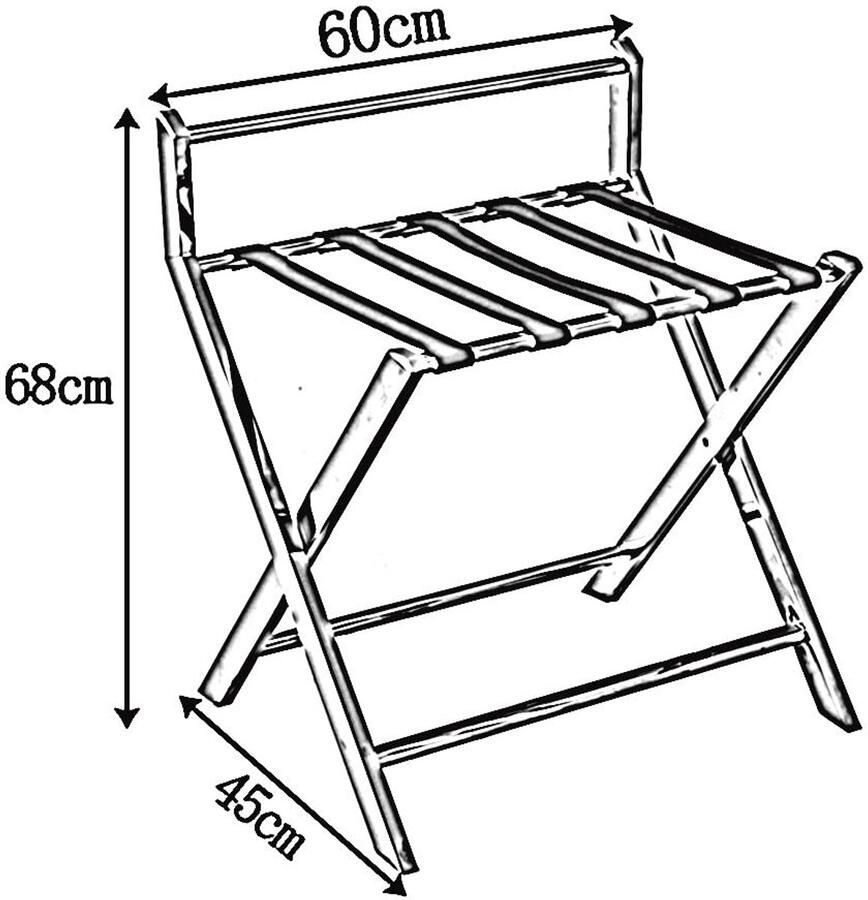 Senza Marchio Opvouwbare bagagerek kofferstandaard met achterkant roestvrij staal nylon singelband plank op de hanger voor hotelkamer (kleur: zilver maat: 60 x 45 x 54 5 cm) (zilver 60 x 45 x 68 cm) (