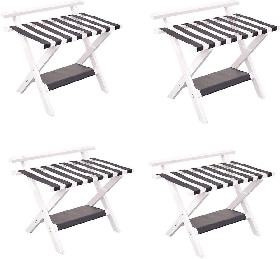 Senza Marchio Opvouwbare bagagerek met opbergplank set van 4 kofferstandaards houten kofferkruk voor hotelslaapkamers en gastenkamers