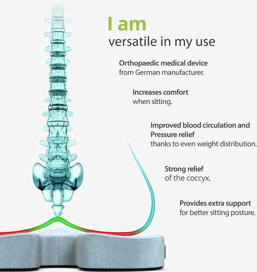Senza Marchio Orthopedisch zitkussen [3 graden hardheid] ergonomisch zitkussen voor bureaustoel enz. Vermindert pijn verbetert het zitcomfort en verlicht het stuitbeen (medium)