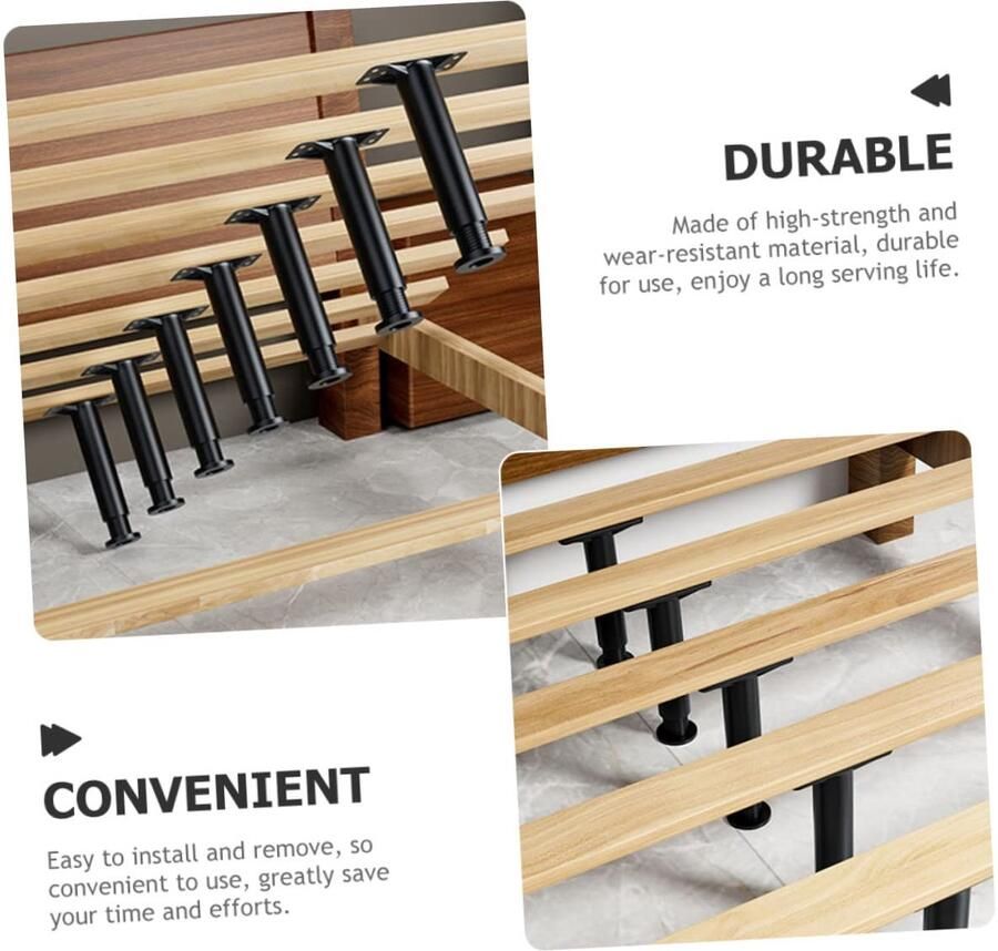 Senza Marchio OSALADI Accessoires 4 Stuks bed ondersteuning frame kingsize bedframe metaal patt verstelbaar bedframe matras vervanging verstelbare poten van het bedframe bank steun been Houten bedframe