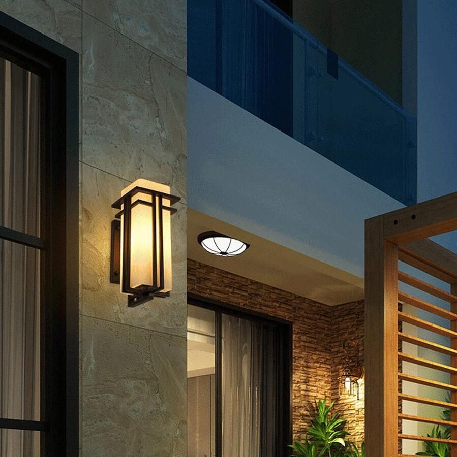 Senza Marchio Outdoor Wall Light Fixture Dusk to Dawn Wall Sconce Outdoor Wall Lights Water Grain Tempered GlassAluminum Shell Black Outdoor Wall lamp Water Garage Door Courtyard