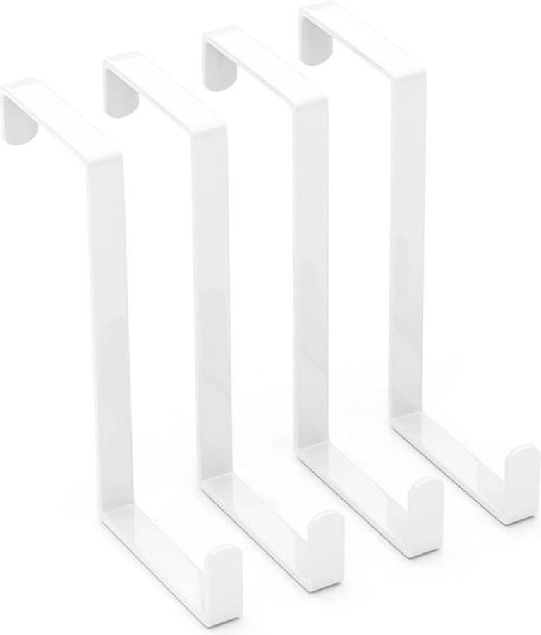 Senza Marchio Pak van 4 deurhaken om op te hangen type Z deurhaken wit deurhaken voor kransen kapstokken deurophanging kapstokhaak deur deurhanger van massief metaal draagvermogen 15 kg