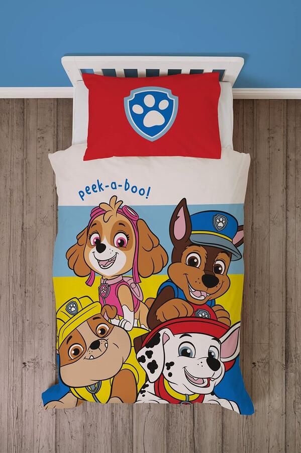 Senza Marchio Paw Patrol Officiële Pupster Design Peuter Cot Bed Dekbedovertrek Set Omkeerbaar 2-zijdig Beddengoed Dekbedovertrek Inclusief Bijpassende Kussensloop Polykatoen