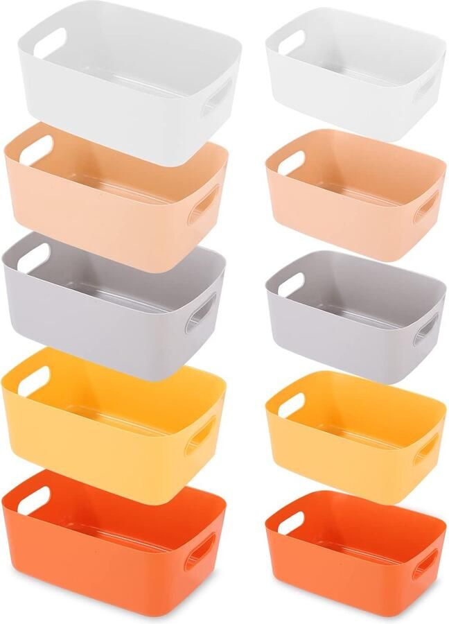 Senza Marchio PERMUST 10 stuks opbergmanden kunststof huishoudelijke opbergdozen met handvat voor planken laden waskast keuze uit 5 kleuren 2 maten voor kastorganizer voor keuken