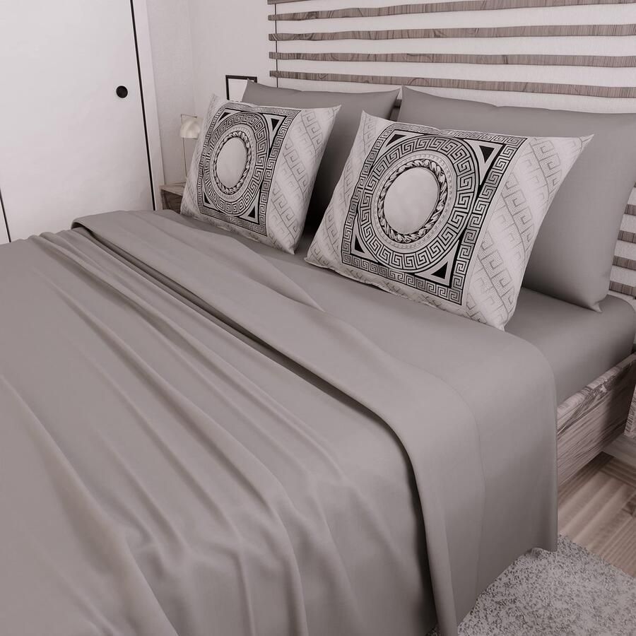 Senza Marchio PETTI Artigiani Italiani Beddengoedset voor tweepersoonsbed beddengoed Azteco Silver beddengoed voor tweepersoonsbed print alleen op kussenslopen 100% Made in Italy
