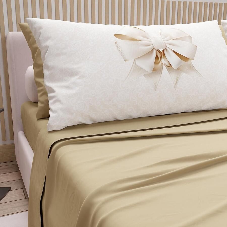 Senza Marchio PETTI Artigiani Italiani Katoenen beddengoed met kussenslopen met digitale print bedlakens voor Franse bedden beddengoedset voor Frans bed taupe 100% Made in Italy