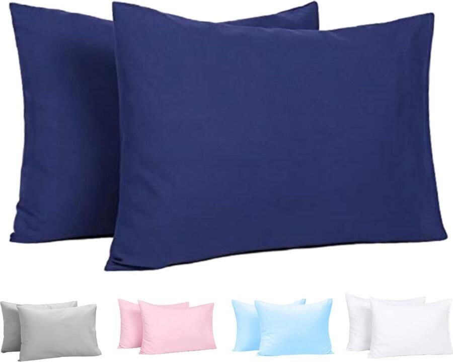 Senza Marchio Peuter kussensloop 2 pack kinderbed kussensloop baby kussensloop voor jongens en meisjes beddengoed kinderen reizen kussensloop 40 x 60 cm voor kinderen baby kussensloop paar gevallen met envelop sluiting (marineblauw)