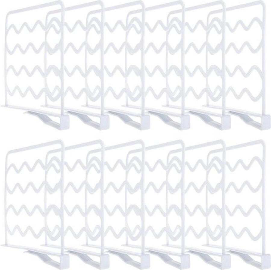 Senza Marchio Plankverdelers kledingkast 12 stuks kunststof shelf dividers wit