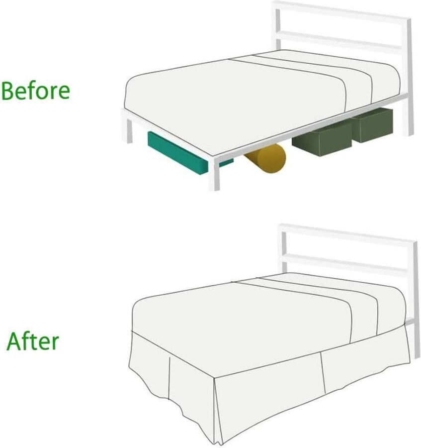 Senza Marchio Plooi bedrok polyester beddengoed stofvrij wasbare bedbodem wikkel rond bedklep laken grijs 153x203cm