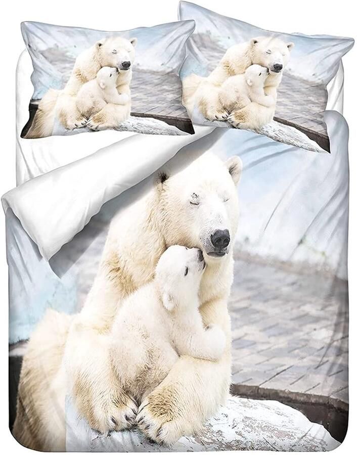 Senza Marchio Polar Bear Bedding Sets Animals 3d Printing Duvet Cover Pillowcases For Kids Adults Room Bedclothes 3d Quilt Cover Bed Set 220×240CM