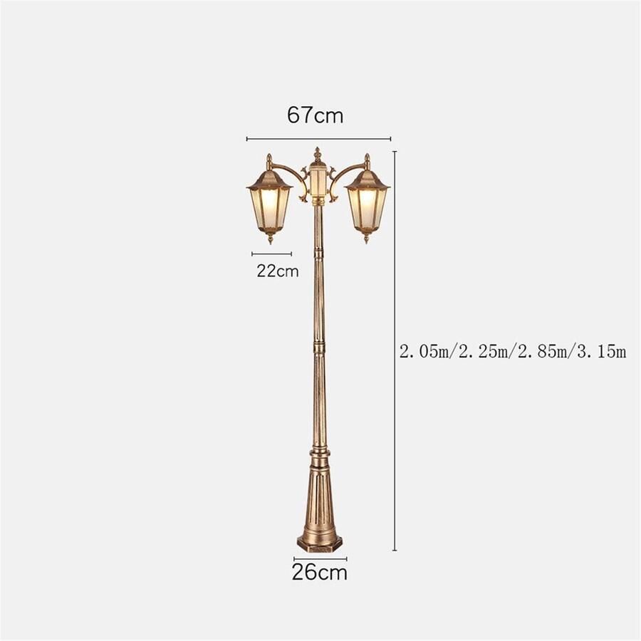 Senza Marchio Populaire Mode 2-Light Victoria Acryl Landschap Pijler Post Lamp Europese Glazen Lantaarn Straat Licht Met Hoge Paal Outdoor Decking Post Lantaarn Entree Vloerlamp Voor Patio Binnenplaats Villa's Deco