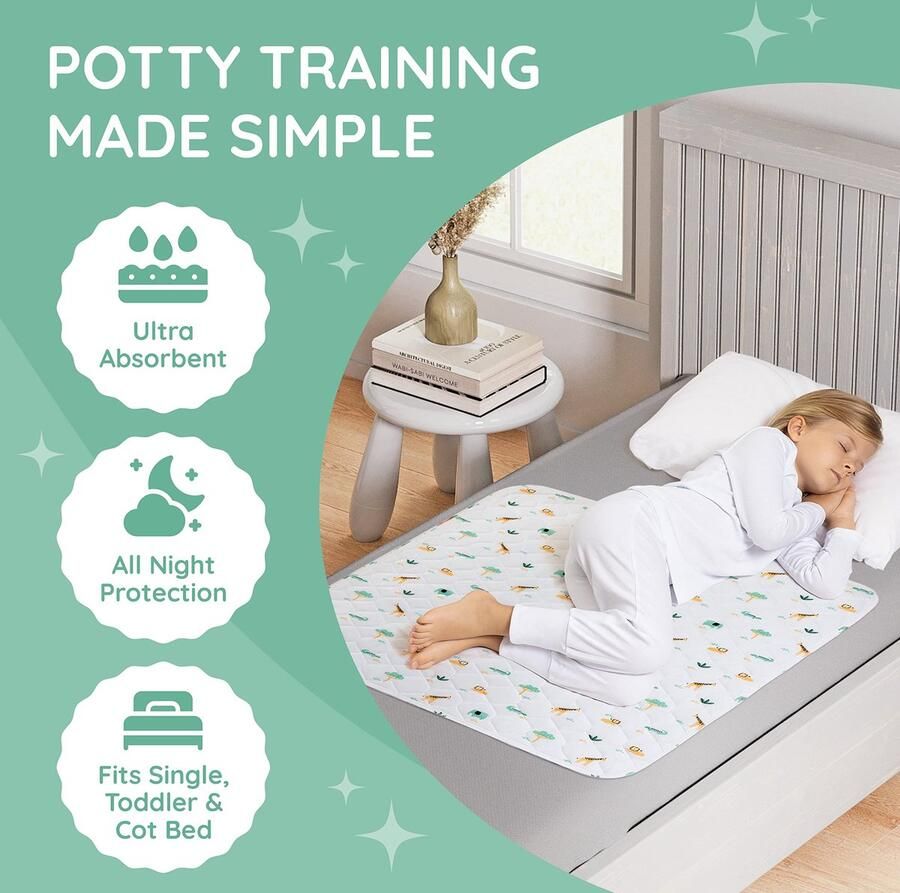 Senza Marchio Potty Training Bed Pad matrasbeschermer voor 100% nachtelijke waterdichte bescherming|Safari|Levensredder voor matras tijdens nachtelijke toilettraining|Gemakkelijk te wassen en te drogen|Past op