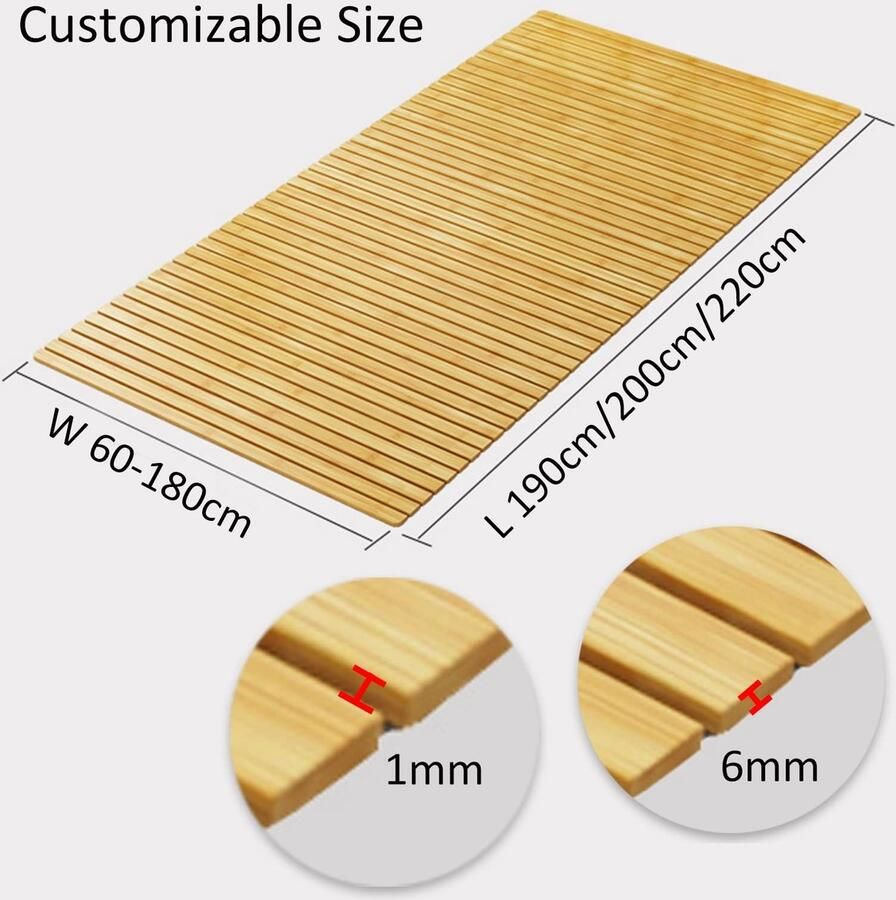 Senza Marchio Premium Bamboe Bunkie Board Roll Lat Opvouwbare Bed Board Vervanging voor Queen Twin Volledige King Bedden Ondersteuning Uw Boxspring en Matras Nylon Koord Inbegrepen