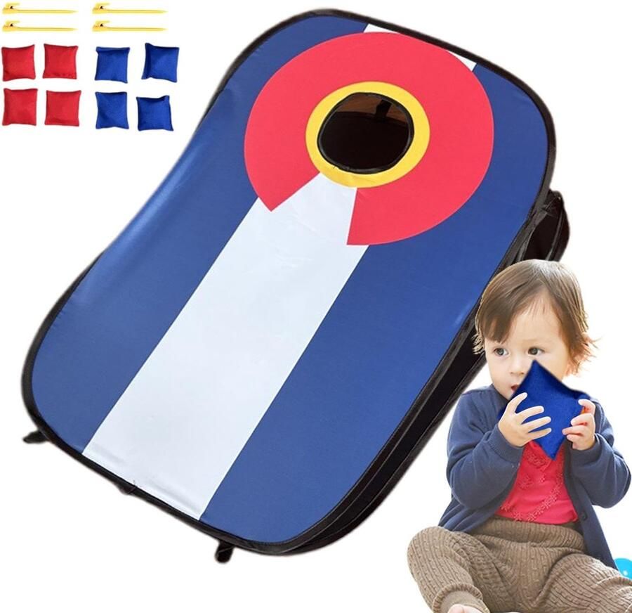 Senza Marchio Pruojhw Zitzak Toss-spelset Zitzak Toss-spel voor kinderen Cornhole bord met 8 zitzakken Draagbare Cornhole-spelset voor volwassenen en kinderen speelgoed in de achtertuin op het strand