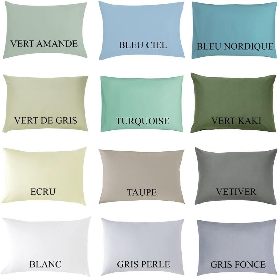 Senza Marchio P'tit Basile Kussensloop 40 x 60 cm Set van 2 kussenslopen voor baby's en kinderen Donkergrijs 100% biologisch katoen 57 draden getest op schadelijke stoffen voor bed 60 x 120 70 x 140 cm