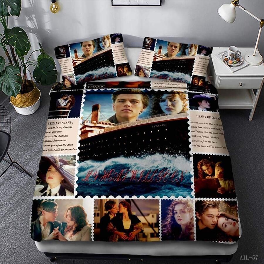 Senza Marchio QHDXL Dubbel Beddengoed Dekbedovertrek Set Titanic 3 Stuks Beddengoed Dekbedovertrek met Ritssluiting Beddengoed Set Tweepersoonsbed Dekbedden Sets 200x200cm Inclusief 2 Kussenslopen 50x75cm Microfiber Dekbedovertrek