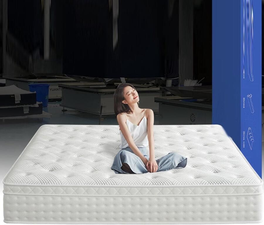 Senza Marchio Queen Size hybride matras in een doos met pocketveer en zacht schuim ultieme bewegingsisolatie sterke randondersteuning medium stevig 24 cm 120 x 200 cm