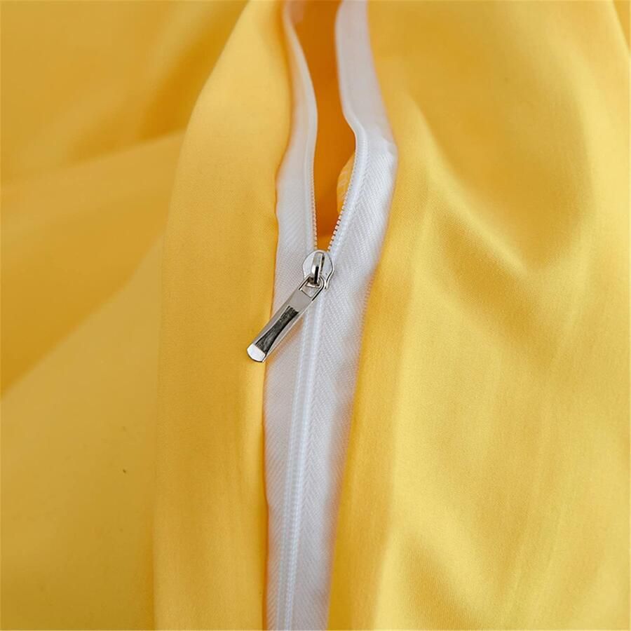 Senza Marchio Quilt dekbedovertrek set beddengoed set microvezel 4 stuks met ritssluiting dekbedovertrek beddengoed set van 4 2 kussenslopen dekbedovertrek voor dubbel eenpersoonsbed 100% geborsteld microvezel (Geel 200*230cm) - Foto 2