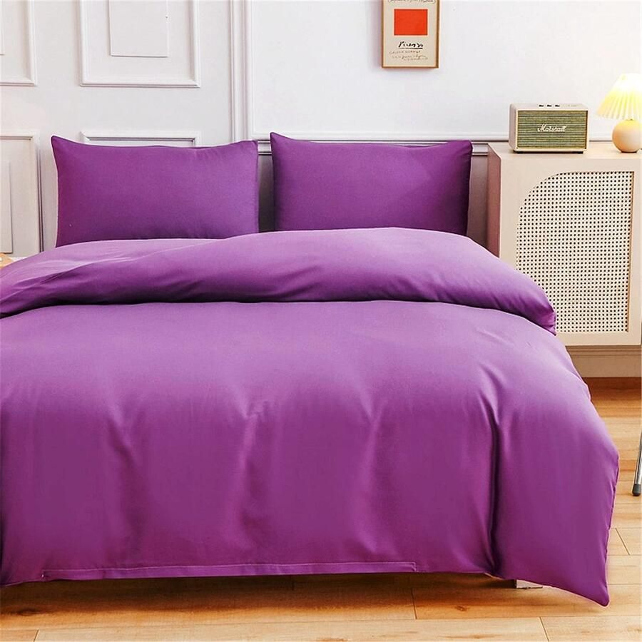 Senza Marchio Quilt dekbedovertrek set beddengoed set microvezel 4 stuks met ritssluiting dekbedovertrek beddengoed set van 4 2 kussenslopen dekbedovertrek voor dubbel eenpersoonsbed 100% geborsteld microvezel (paars 180*220cm)