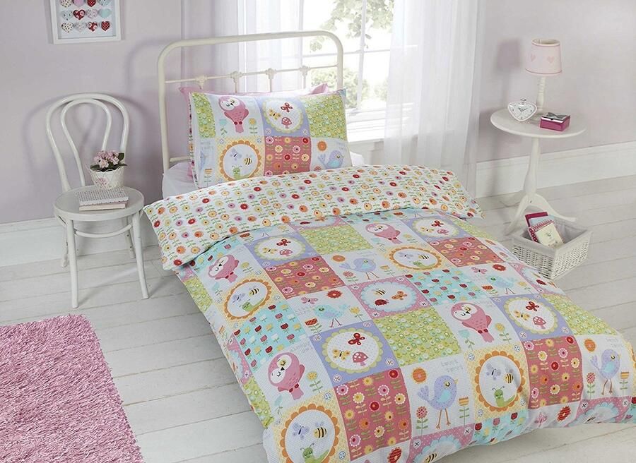 Senza Marchio Rapport Birdie Patchwork dekbedovertrekset meerkleurig eenpersoonsbed