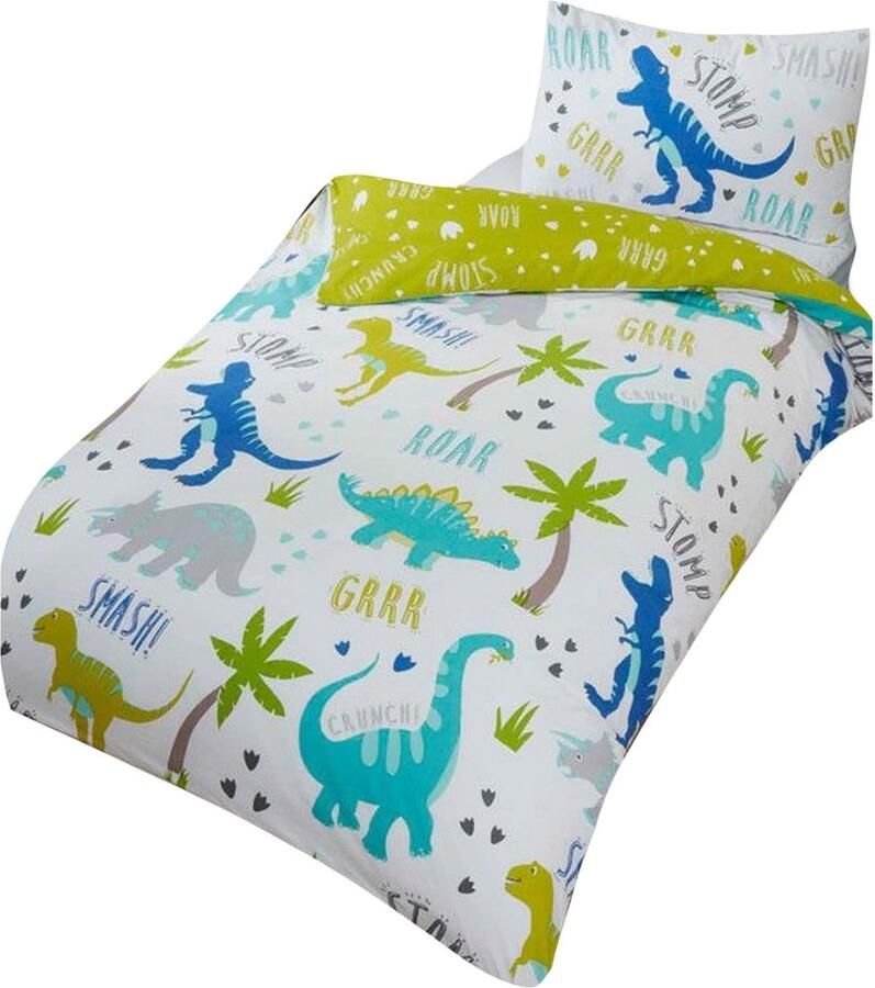 Senza Marchio Rapport Roarsome Kidz Dinosaurus-beddengoedset omkeerbaar voor eenpersoonsbed